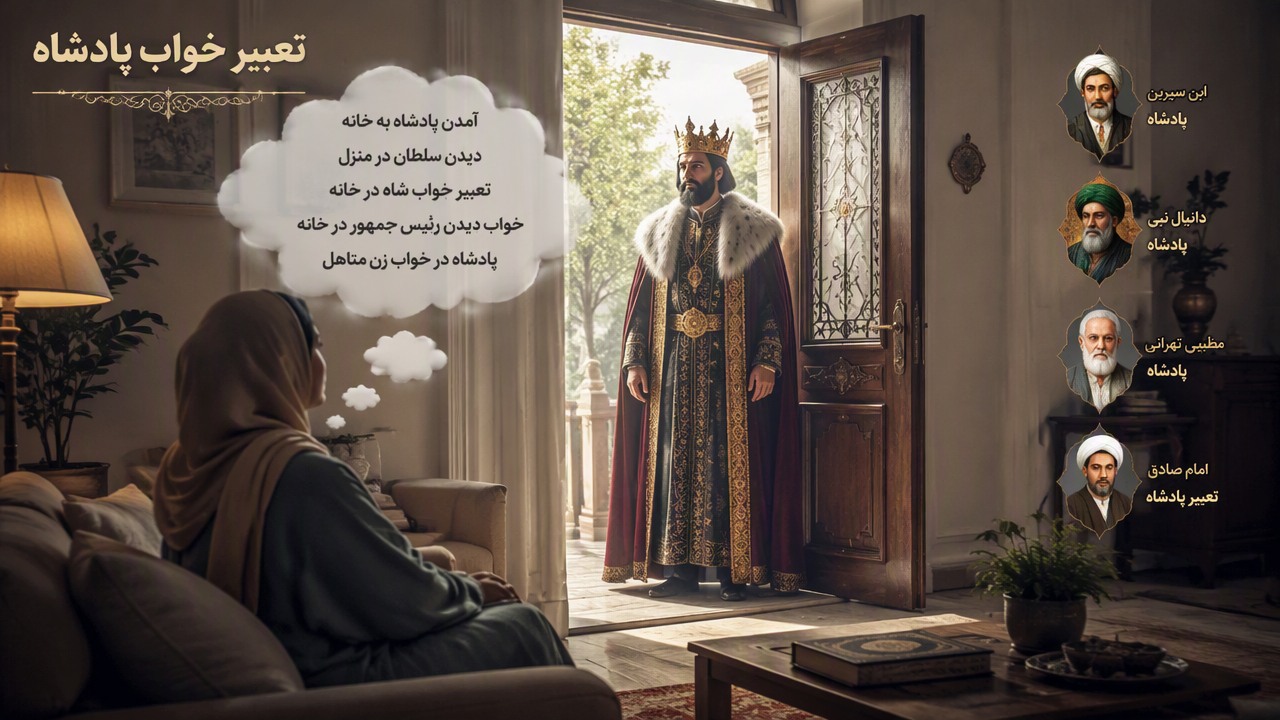 تعبیر خواب پادشاه, آمدن پادشاه به خانه, دیدن سلطان در منزل, تعبیر خواب شاه در خانه, خواب دیدن رئیس جمهور در خانه, ابن سیرین پادشاه, دانیال نبی پادشاه, مطیعی تهرانی پادشاه, امام صادق تعبیر پادشاه, پادشاه در خواب زن متاهل,