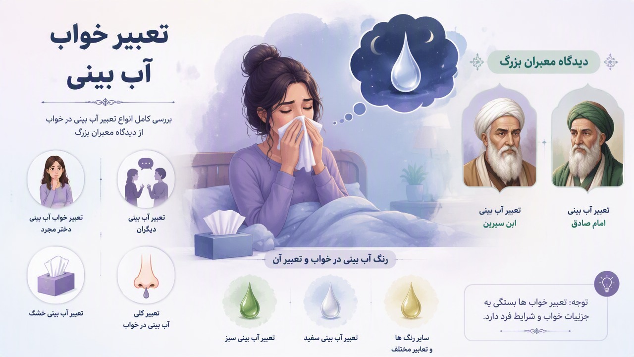 تعبیر خواب آب بینی, تعبیر خواب آب دماغ, تعبیر آب بینی ابن سیرین, تعبیر آب بینی امام صادق, رنگ آب بینی در خواب, تعبیر آب بینی سبز, تعبیر آب بینی سفید, تعبیر خواب آب بینی دختر مجرد, تعبیر آب بینی دیگران, تعبیر آب بینی خشک,