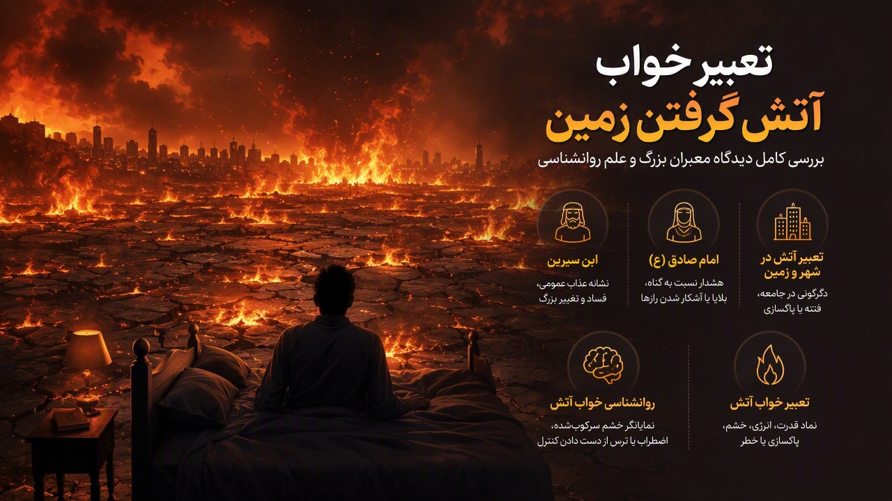 تعبیر خواب آتش گرفتن زمین, تعبیر خواب آتش, آتش سوزی در خواب, ابن سیرین آتش, امام صادق تعبیر آتش, تعبیر آتش در شهر و زمین, روانشناسی خواب آتش,