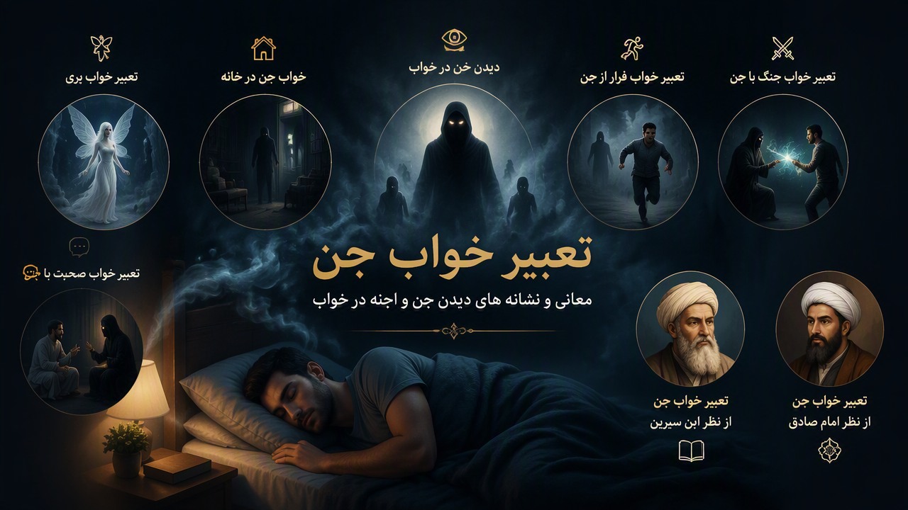 تعبیر خواب جن, تعبیر خواب اجنه, دیدن جن در خواب, تعبیر خواب پری, خواب جن در خانه, تعبیر خواب فرار از جن, تعبیر خواب صحبت با جن, تعبیر خواب جنگ با جن, تعبیر خواب جن از نظر ابن سیرین, تعبیر خواب جن از نظر امام صادق, 