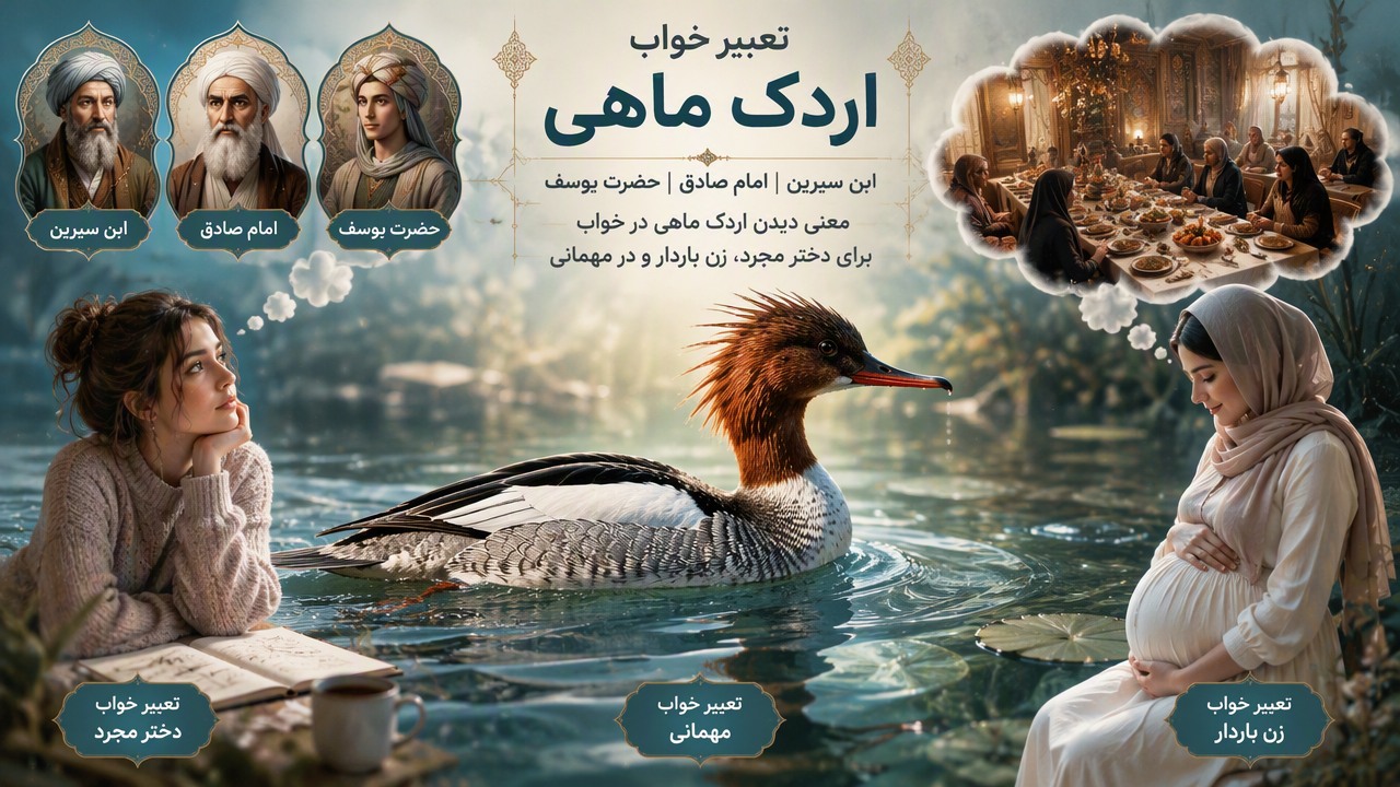 تعبیر خواب اردک ماهی, تعبیر خواب ماهی, ابن سیرین اردک ماهی, امام صادق اردک ماهی, حضرت یوسف تعبیر خواب, اردک در خواب, معنی دیدن اردک ماهی, تعبیر خواب دختر مجرد, تعبیر خواب زن باردار, تعبیر خواب مهمانی,