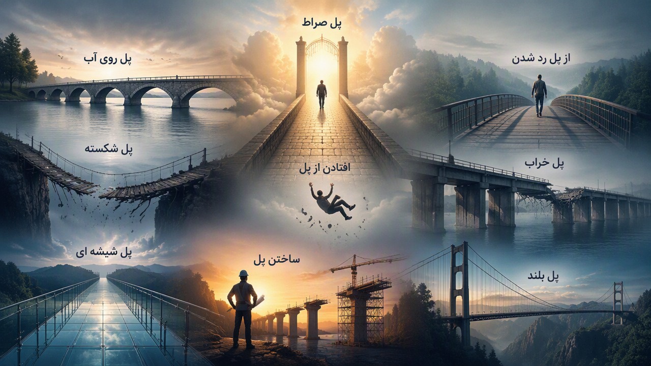 تعبیر خواب پل, از پل رد شدن, پل صراط, پل شکسته, پل روی آب, افتادن از پل, ساختن پل, پل خراب, پل بلند, پل شیشه ای,