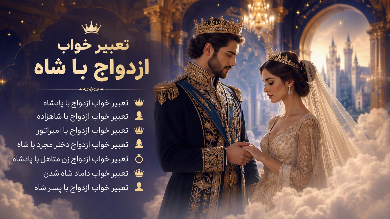 تعبیر خواب ازدواج با شاه, تعبیر خواب ازدواج با پادشاه, تعبیر خواب ازدواج با شاهزاده, تعبیر خواب ازدواج با امپراتور, تعبیر خواب ازدواج دختر مجرد با شاه, تعبیر خواب ازدواج زن متاهل با پادشاه, تعبیر خواب داماد شاه شدن, تعبیر خواب ازدواج با پسر شاه,