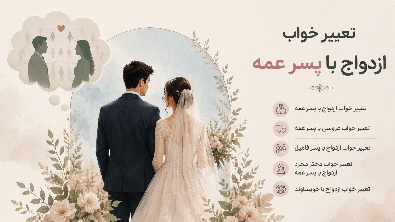 تعبیر خواب ازدواج با پسر عمه, تعبیر خواب عروسی با پسر عمه, تعبیر خواب ازدواج با پسر فامیل, تعبیر خواب دختر مجرد ازدواج با پسر عمه, تعبیر خواب ازدواج با خویشاوند, 