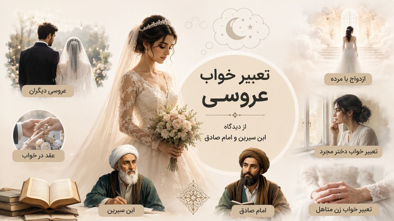 تعبیر خواب عروسی, تعبیر خواب ازدواج, عروسی دیگران, عروس شدن, عقد در خواب, ازدواج با مرده, تعبیر خواب دختر مجرد, تعبیر خواب زن متاهل, ابن سیرین, امام صادق,