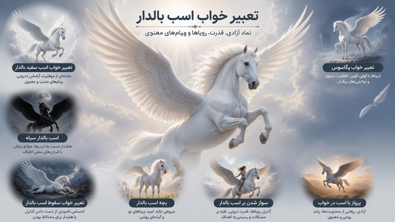 تعبیر خواب اسب سفید بالدار, تعبیر خواب پگاسوس, اسب بالدار در خواب, تعبیر خواب اسب سفید, پرواز با اسب در خواب, تعبیر خواب سقوط اسب بالدار, اسب بالدار سیاه, بچه اسب بالدار, سوار شدن بر اسب بالدار,