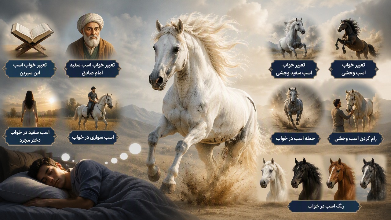 تعبیر خواب اسب سفید وحشی, تعبیر خواب اسب سفید, تعبیر خواب اسب وحشی, تعبیر خواب اسب سفید امام صادق, تعبیر خواب اسب ابن سیرین, اسب سفید در خواب دختر مجرد, حمله اسب در خواب, رام کردن اسب وحشی, اسب سواری در خواب, رنگ اسب در خواب,