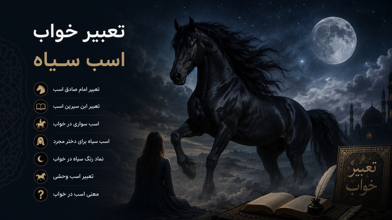 تعبیر خواب اسب سیاه, اسب سیاه بزرگ, تعبیر خواب اسب, تعبیر امام صادق اسب, تعبیر ابن سیرین اسب, اسب سواری در خواب, اسب سیاه برای دختر مجرد, نماد رنگ سیاه در خواب, معنی اسب در خواب, تعبیر اسب وحشی, 
