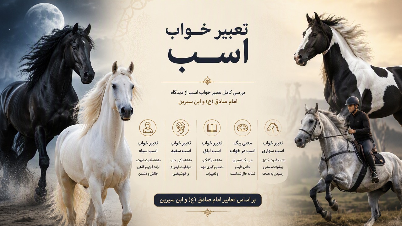 تعبیر خواب اسب سیاه و سفید, تعبیر خواب اسب سفید, تعبیر خواب اسب سیاه, تعبیر خواب اسب ابلق, تعبیر خواب اسب سواری, تعبیر خواب اسب امام صادق, تعبیر خواب اسب ابن سیرین, معنی رنگ اسب در خواب, 