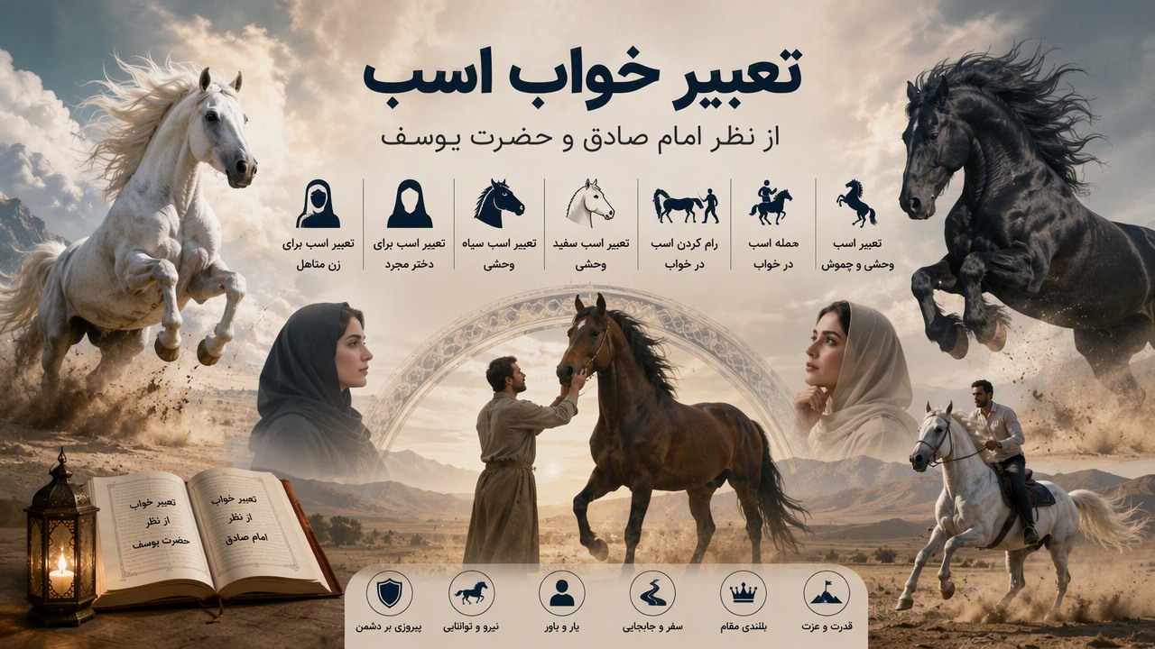 تعبیر خواب اسب وحشی, تعبیر اسب چموش, حمله اسب در خواب, رام کردن اسب در خواب, تعبیر اسب سفید وحشی, تعبیر اسب سیاه وحشی, تعبیر اسب برای زن متاهل, تعبیر اسب برای دختر مجرد, تعبیر خواب اسب از نظر امام صادق, تعبیر خواب اسب از نظر حضرت یوسف, تعبیر خواب اسب سواری, 