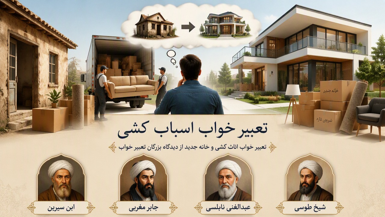 تعبیر خواب اسباب کشی, تعبیر خواب اثاث کشی, تعبیر خواب خانه جدید, تعبیر خواب اسباب کشی مرده, ابن سیرین, جابر مغربی, عبدالغنی نابلسی, شیخ طوسی, خانه قدیمی, خانه بزرگتر, 