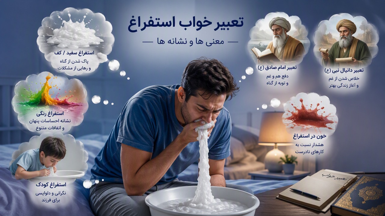 تعبیر خواب استفراغ سفید, معنی استفراغ سفید در خواب, تعبیر استفراغ کف در خواب, استفراغ رنگی در خواب, تعبیر خواب استفراغ امام صادق, تعبیر خواب استفراغ دانیال نبی, تعبیر خواب خون در استفراغ, استفراغ کودک در خواب, 