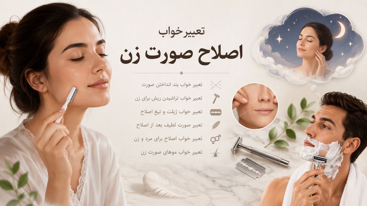 تعبیر خواب اصلاح صورت زن, تعبیر خواب بند انداختن صورت, تعبیر خواب تراشیدن ریش برای زن, تعبیر خواب ژیلت, تعبیر خواب تیغ اصلاح, تعبیر صورت لطیف بعد از اصلاح, تعبیر خواب اصلاح برای مرد و زن, تعبیر خواب موهای صورت زن, 